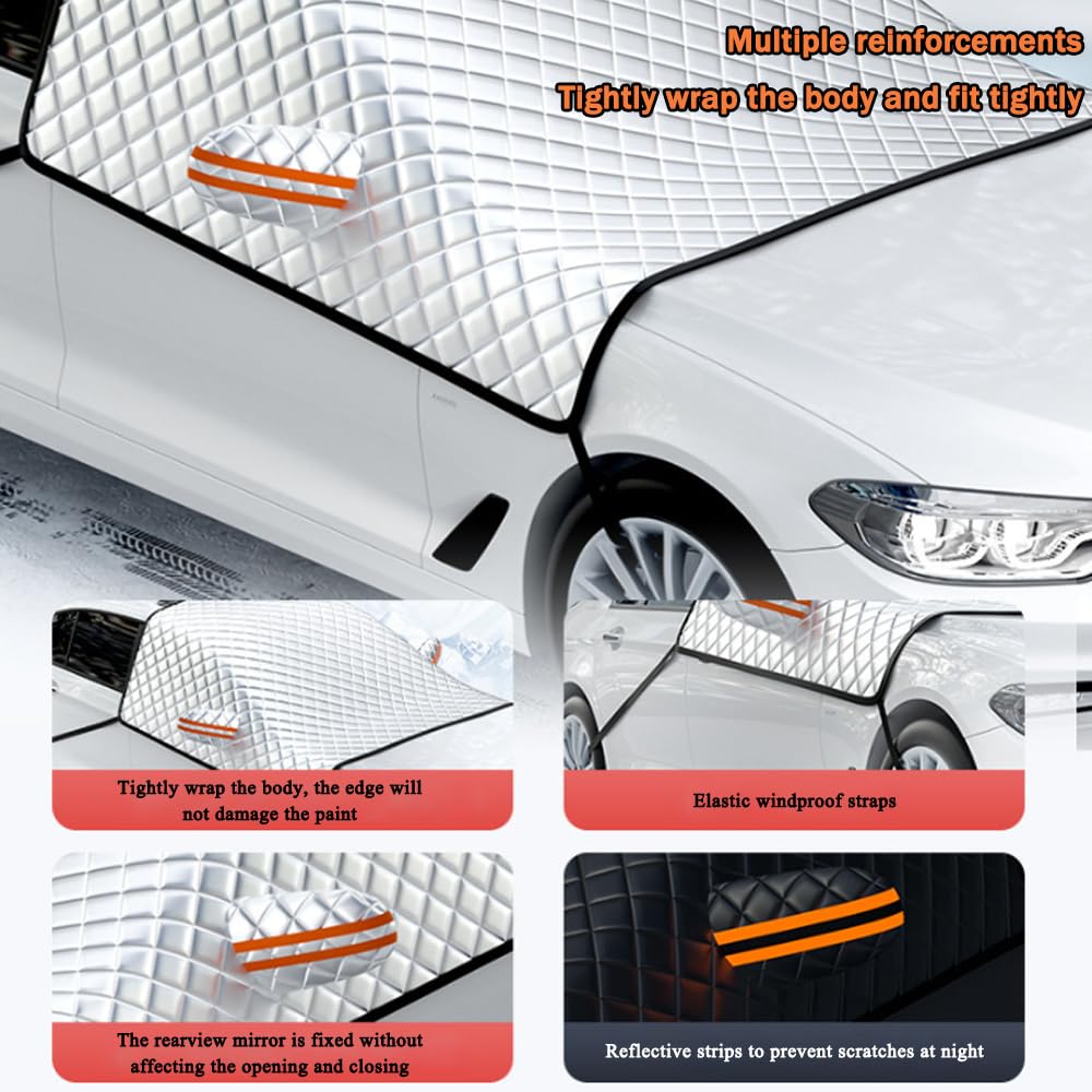 Couverture Pare Brise Voiture pour Peugeot Traveller, Magnétiques Housse de Protection Contre La Neige pour Pare-Brise de Voiture Anti-Glace Anti-UV
