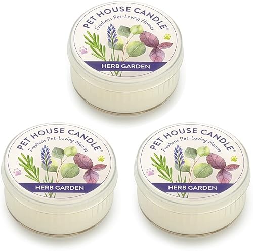 Pet House - Mini velas para olor de mascotas hechas con cera de soja natural, a base de plantas, aromáticas aptas para perros y gatos, paquete de 3