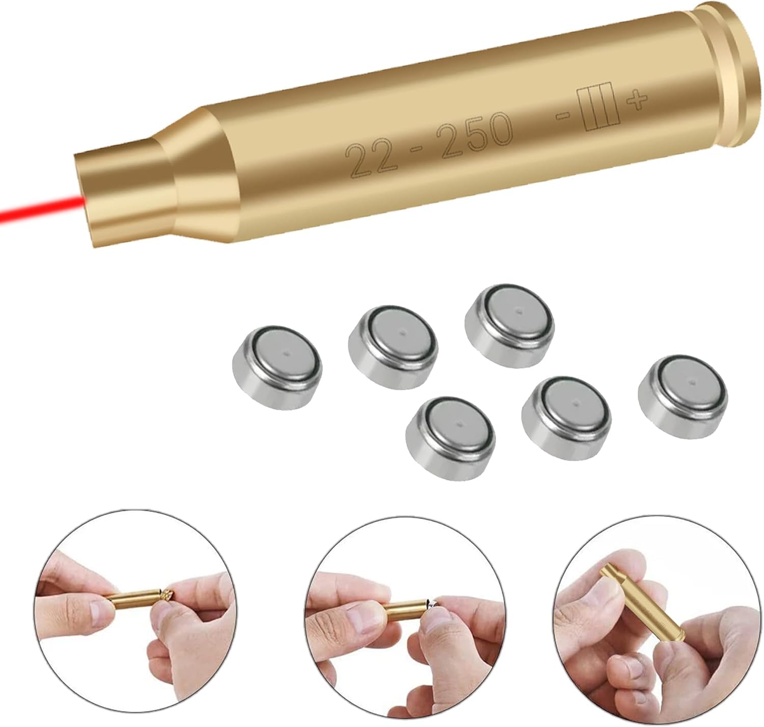 GOTICAL Red Dot Laser 22-250 Laser Bore Sighter Beam Boresight Hunting Tool Bore Sight Tool