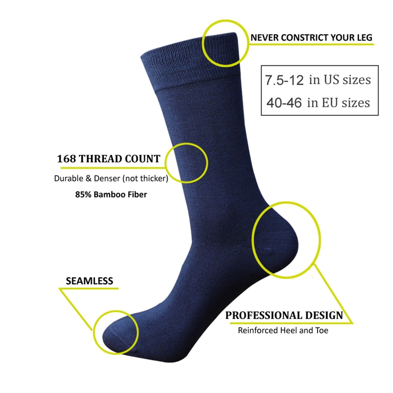 ZZSRJ Calcetines Azules de Color Azul de los Hombres Calcetines de Vestir de Negocios (6 Pares/Lote) (Color : 6pcs, tamaño : EU40-46)