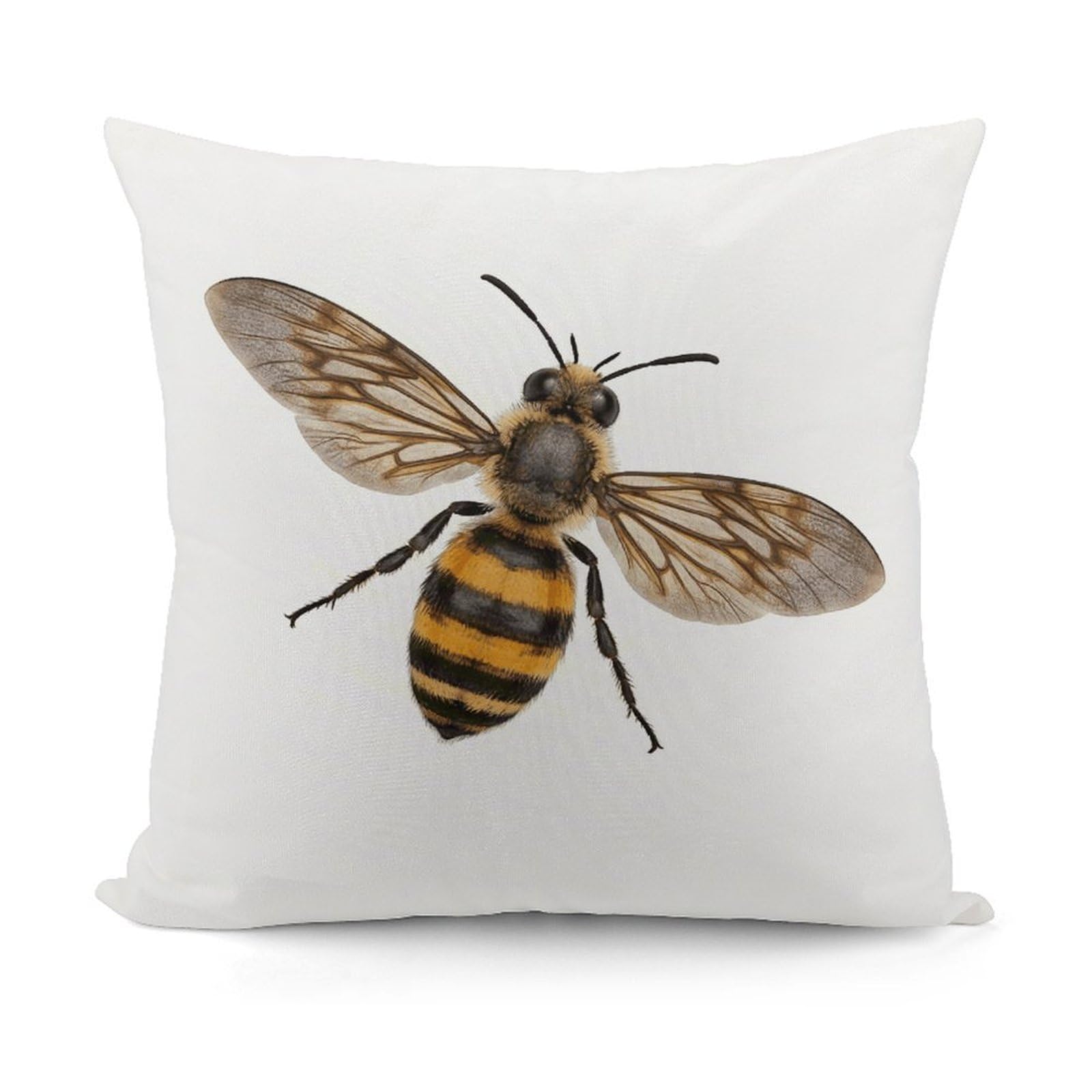 VstaDank Bee Pillow Cover with Invisible Zipper Square Throw Pillowcase Plush Couch Sofa Pillow Case 18x18 Inch Decorative Throw Cushion Covers for Sofa Living Pillowcover