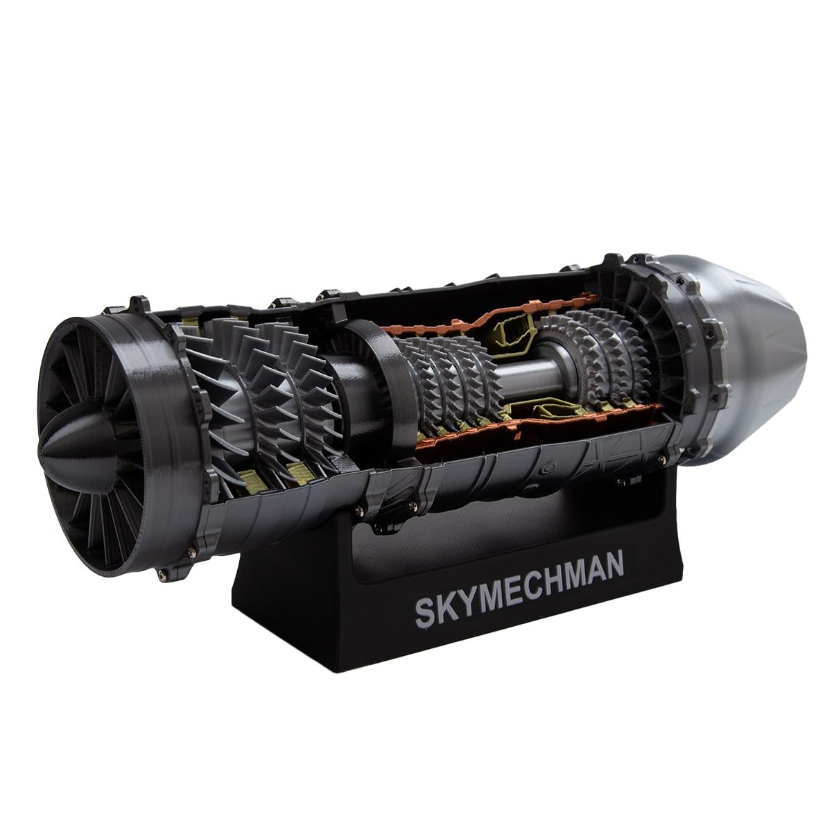 SXDMOUBK WS-15 Turbofan Engine Model Kit with Light, 1/18 3D Printed Simulated Functional Turbofan Aircraft Jet Engine Model That Works, Mechanical Science Education Kit-50+PCS