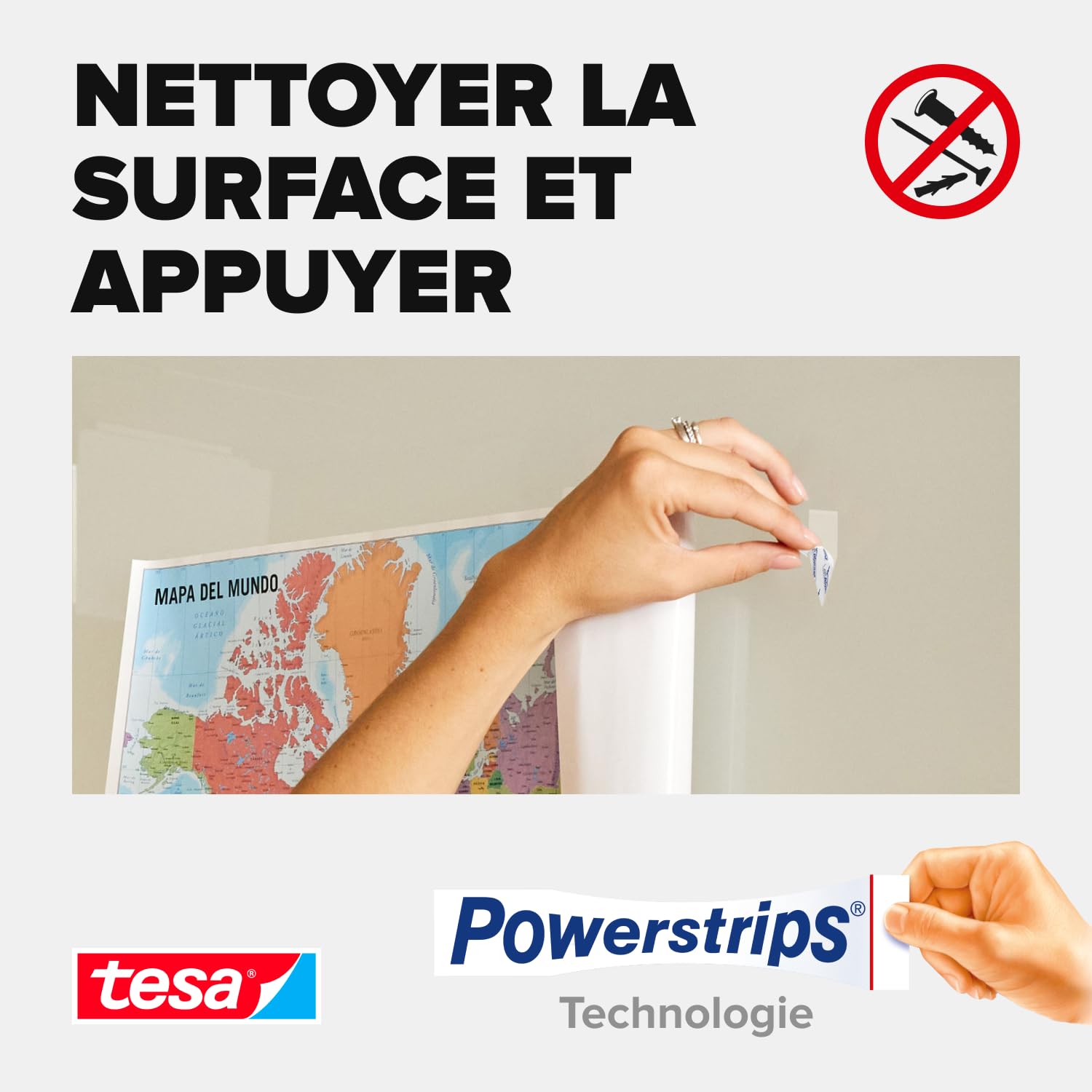 Tesa Powerstrips POSTER Bandes adhésives Double-Face Auto-adhésif Réutilisable 200 g 20 Pièces