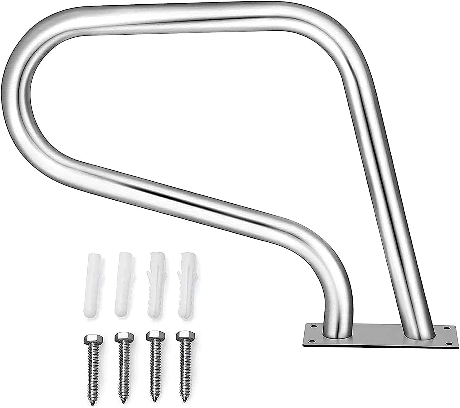 MSHGSKU Handrail Swimming Pool Hand Rail Easy to Install 304 Stainless Steel Pool Stair Rail for Inground Pool Entry (1.2mm) ()
