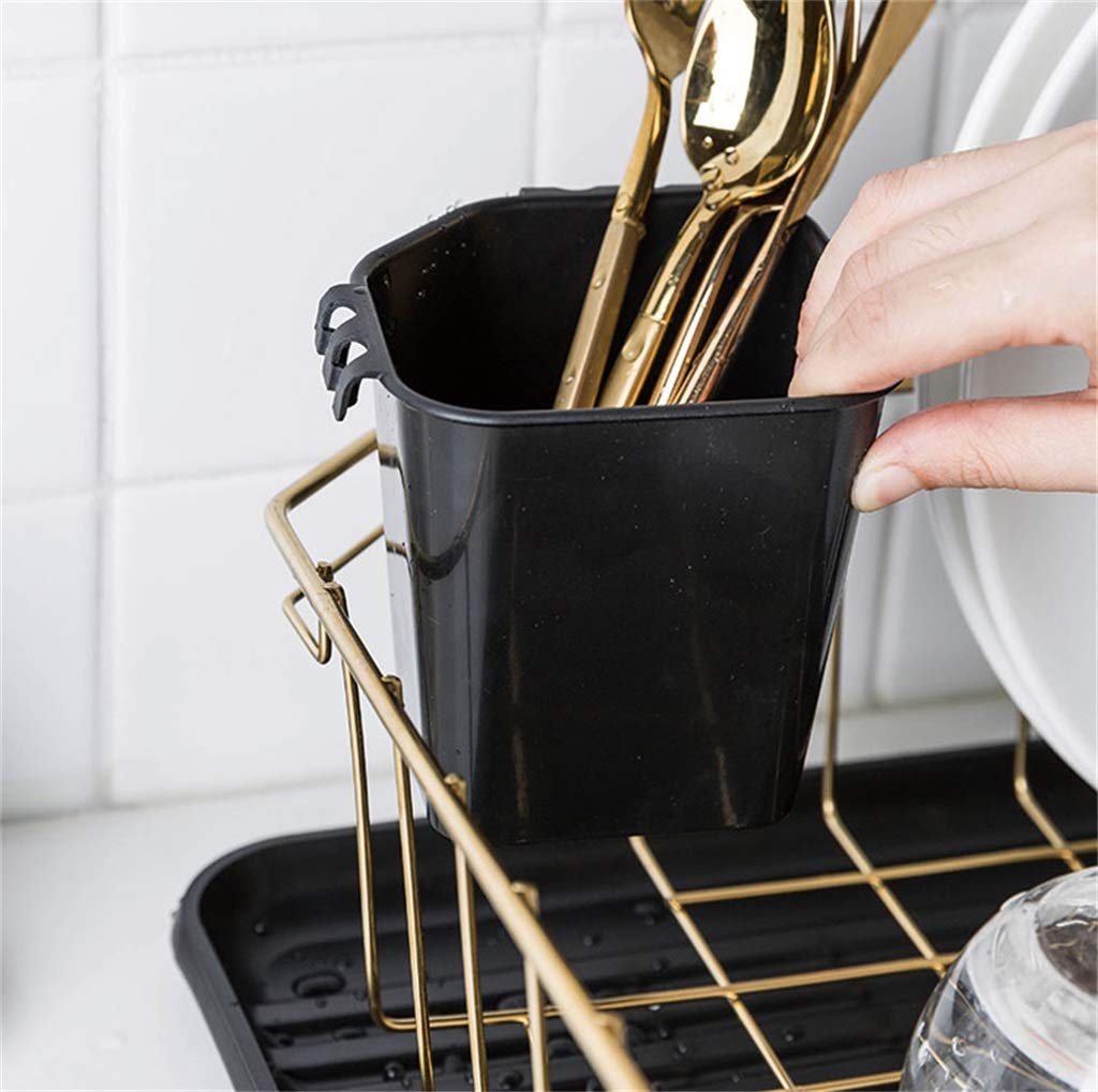 Dish Drying Rack Rostfreie Küche Metall Regale Abtropfgestell Abtropfgestell Rack Abnehmbare Besteckhalter, Gold - 41,5 × 31,5 × 12,5 cm