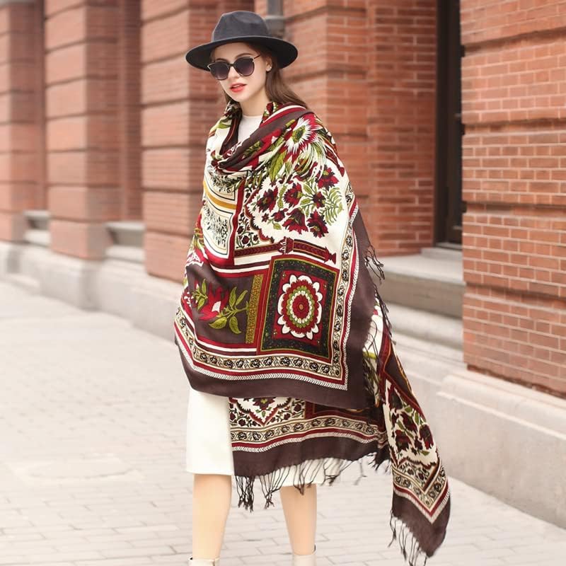 Miniatura 5 de DANA XU 100% Pure Wool Oversize Large Blanket Cashmere Pashmina Soft Dupatta Scarf Shawls And Wraps For Women Evening Dress