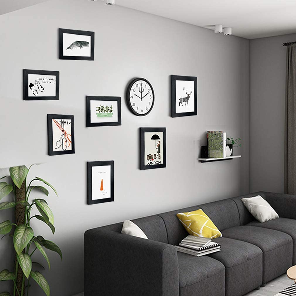 Giftgarden 5 x 7 ramek na zdjęcia 7-pak prawdziwe szkło czarne ramki zestaw do prezentacji na blacie lub ścianie