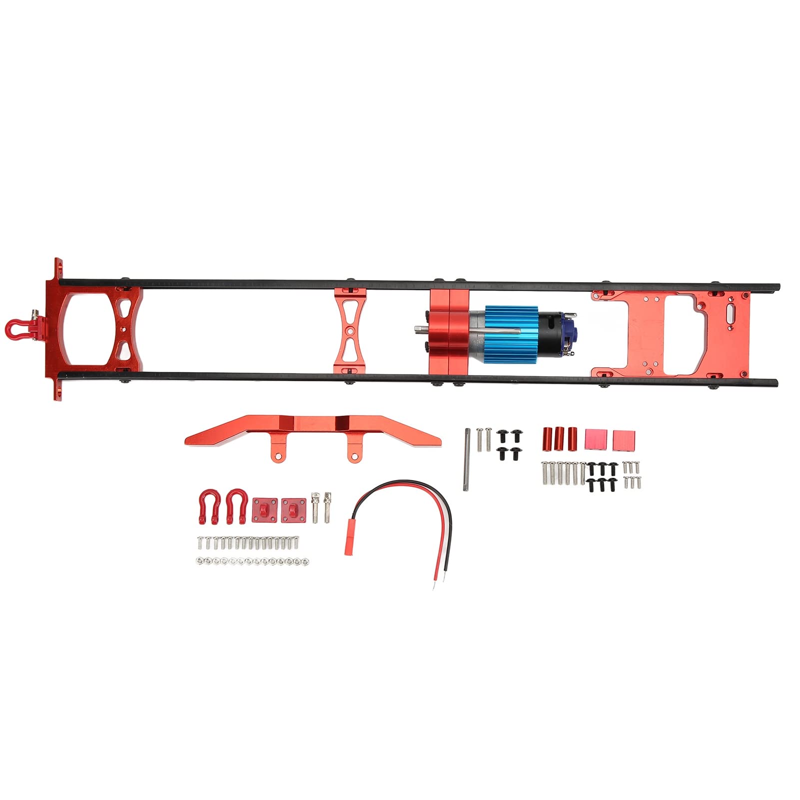 Chasis de metal Wangcmcol RC para mejorar el modelo de coche, aleación de aluminio ligera y duradera, diseño realista altamente simulado, fácil de instalar y desmontar. (Rojo)