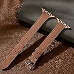 Charlam Slim Leather Band Compatible with Apple Watch Band 40mm 38mm 41mm 42mm 44mm 45mm 46mm Women,Top Grain Genuine Leather Strap Thin Watch Wristband for iWatch Series 10 9 8 7 6 5 4 3 2 1 SE Ultra - Image 5