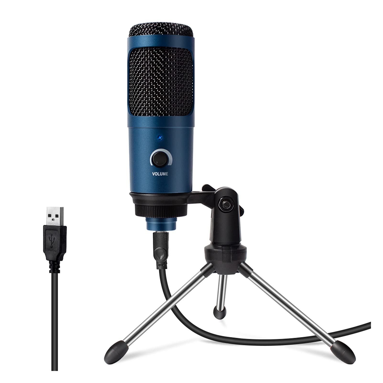ywzhushengmaoyi mikrofon Microfono USB Blue Metal Streaming Cardioid microfoni Microfono per microfoni per Laptop PC Vocal Recording Streaming Microphone (Color : Silver)