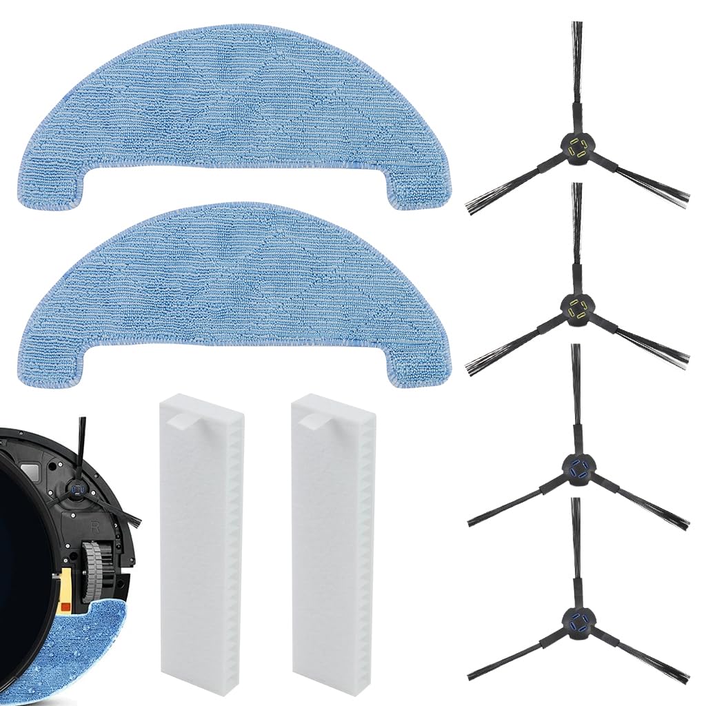 Hasthip® 8Pcs Replenishment Kit, Replacement Parts Vacuum Cleaner Replacement Accessories for ILIFE A80 Pro Robot Vacuum Cleaner, Replenishment Parts Includes 4 Side Brushes, 2 Mop Cloth, 2 Filters-image-43