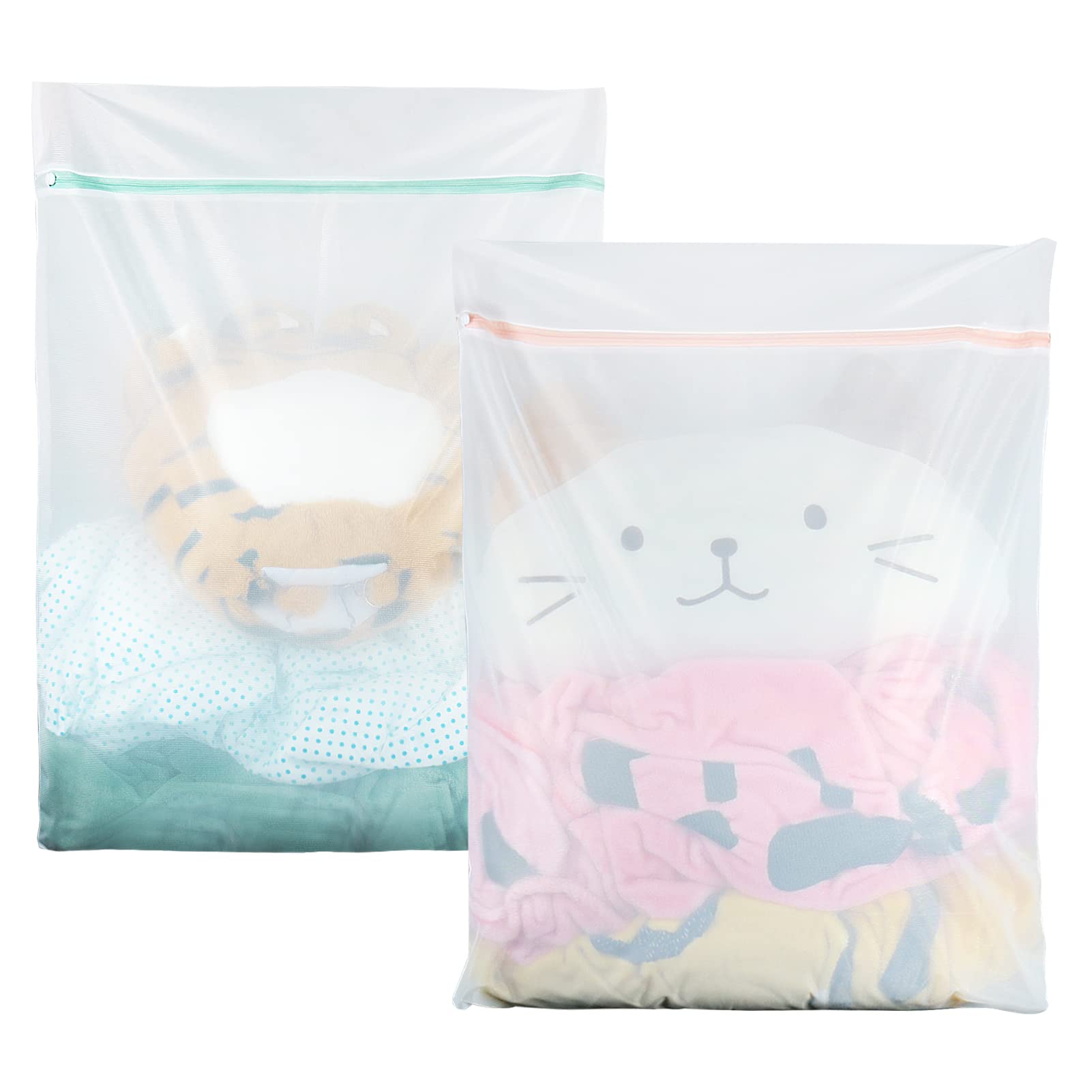 2 Pack Delicates Bag for Washing Machine, 31 x 23 inch Oversize Fine Mesh Laundry Bags for Lingeries, Sweaters, Bed Sheet, Stuffed Toys