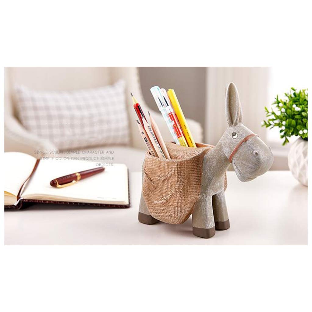 Carino Portapenne Desky Desktop Desktop Desktop Desk Organizer Resina Scatola di immagazzinaggio Penna Contenitore Scuola Scuola per Ufficio Articoli Cancelleria (Color : Brown)