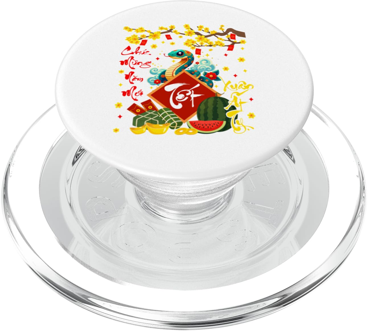 Chuc Mung Nam Moi Xuan At Ty Vietnamese Lunar New Year Snake PopSockets PopGrip for MagSafe, Clear