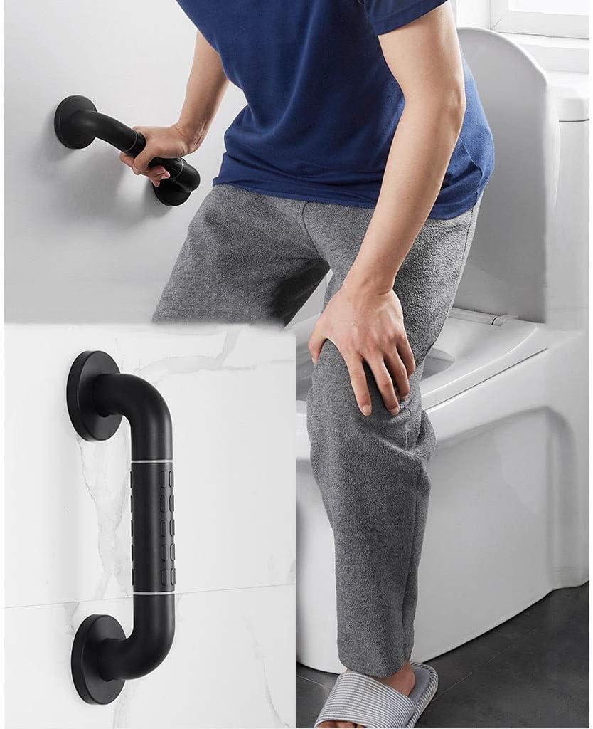LCML 12-19 inch Grab Bar Stainless Steel - Black Grab Bars for Bathtubs and Showers - Bathtub Accessories for Handicapped Shower Wall Mount Grab Bar/38Cm/38Cm : Health & Household