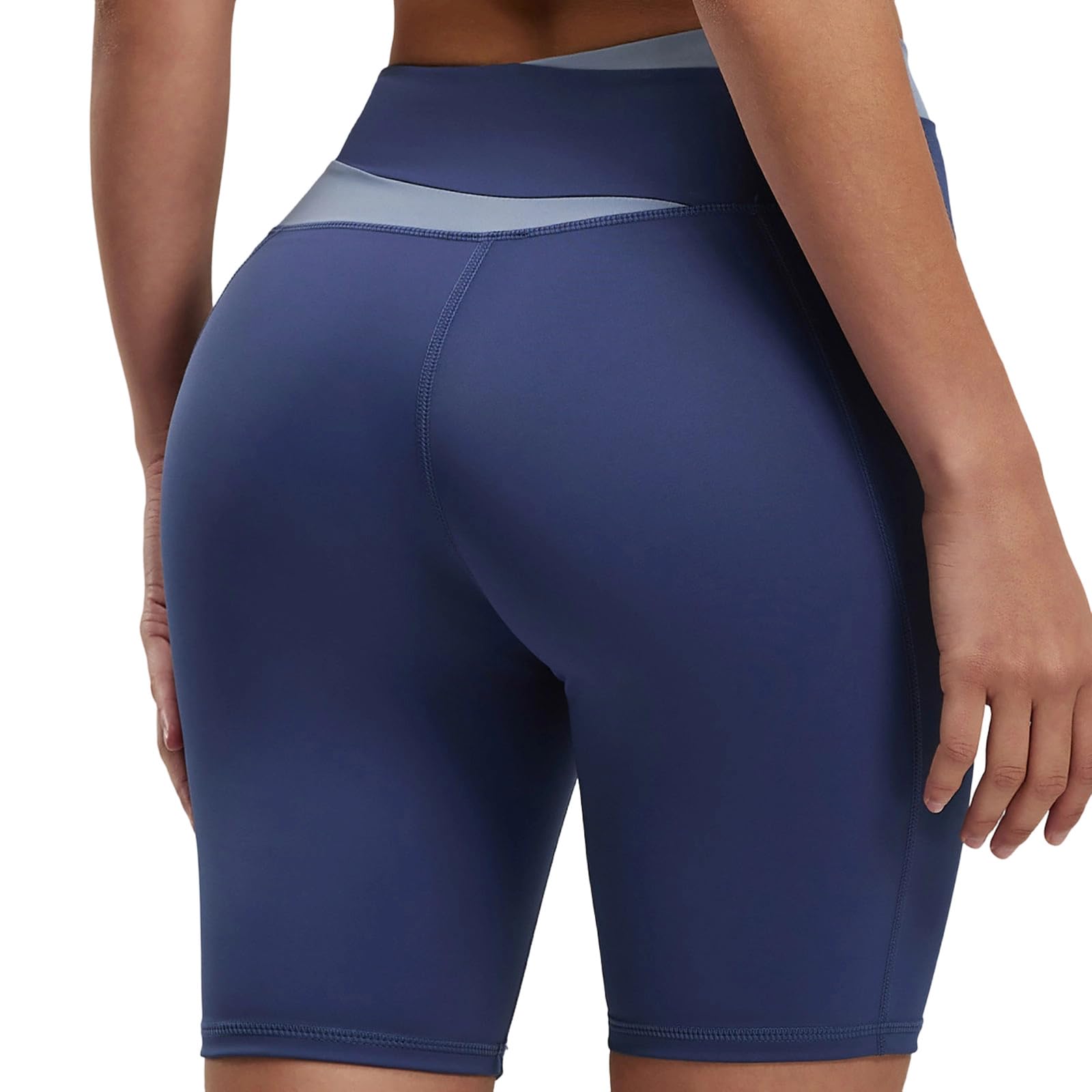 Workout Shorts Women Tummy Control High Waist Seamless Scrunch Butt Yoga Biker Shorts Color Block Booty Fitness Outfit