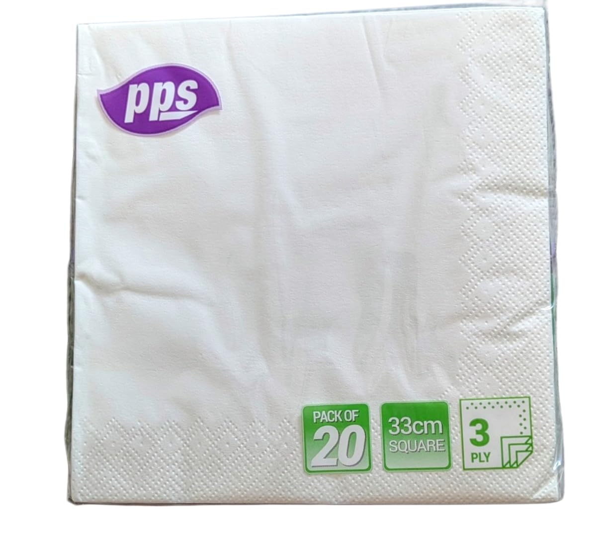 20 LUXURY 3 PLY WHITE PAPER NAPKINS - 33cm x 33cm Ideal for weddings, christenings, parties, bbq's etc