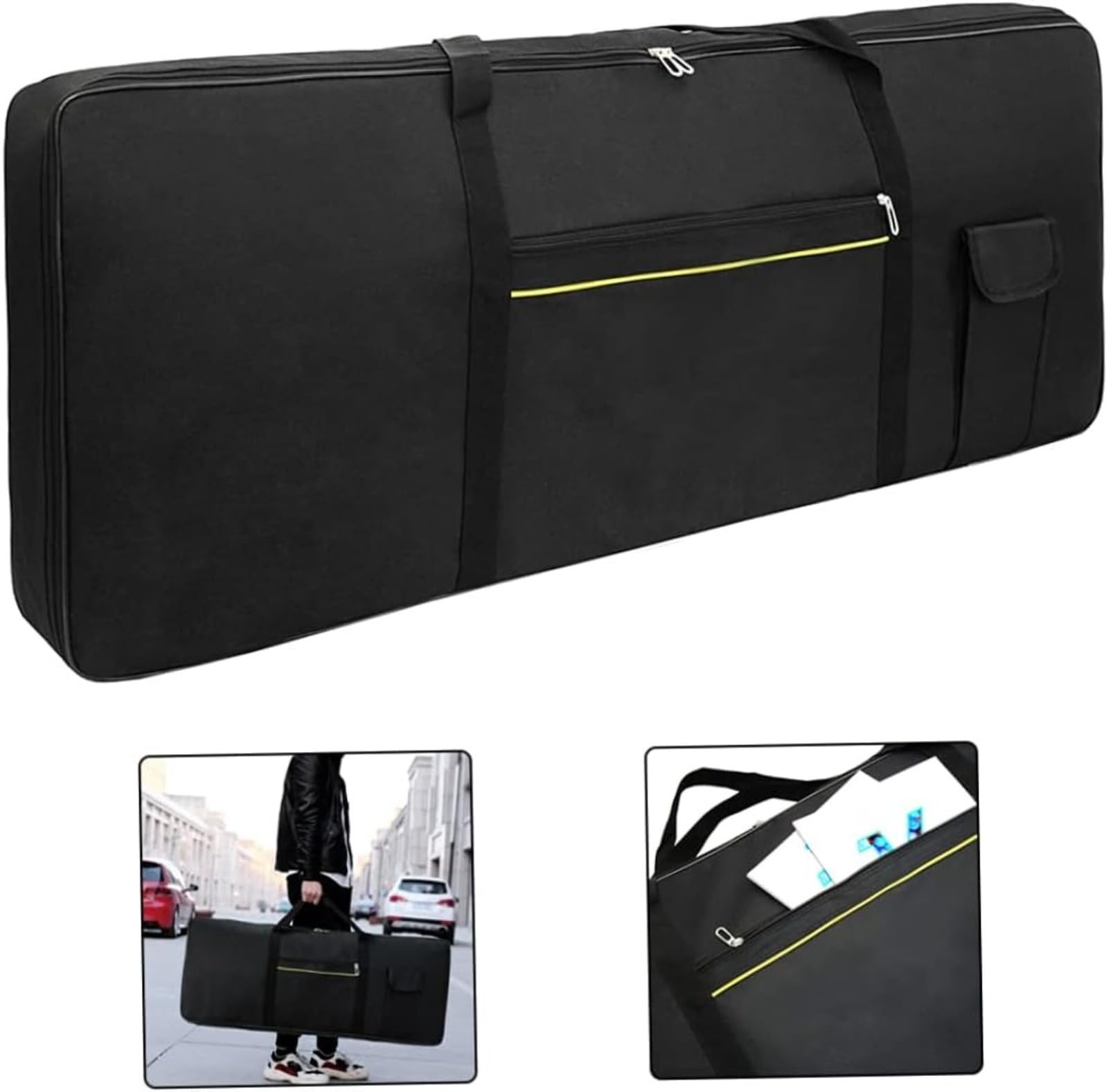 Générique Borsa Tastiera 76 Chiave Portatile Portatile Elettronica Pianoforte Riempito Tastiera di Trasporto Bagure di Stoccaggio Borsa 120x40x15cm