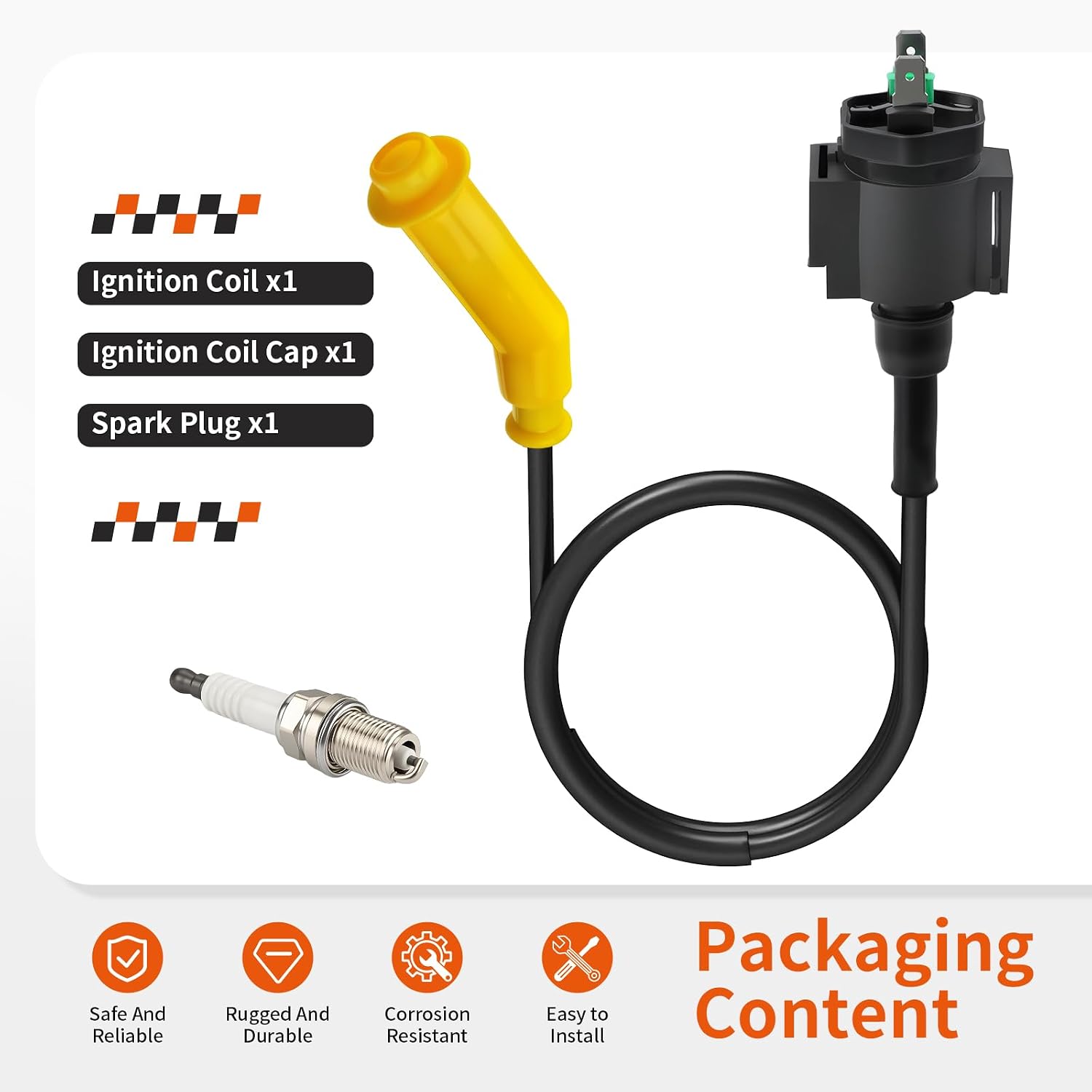 For Honda Foreman Rubicon 500 TRX500 FA/FPA Ignition Coil W/Wire Cap + Spark Plug 2005-2013 30510-HR3-A21