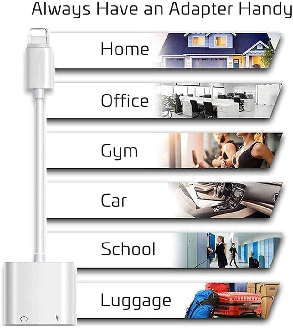 PAISE Apple MFi Certified 2 Pack Headphones Adapter & Splitter for iPhone, in 1 Headphone Dual Lightning and Aux Audio + Charger Cable Compatible with iPhone 12 11 XS XR X 8 7, White