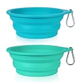 SLSON 2Pack Collapsible Dog Bowl,Integrated Molding Travel Bowl No Plastic Rim Pet Feeding Bowls for Walking Traveling Outdoors,600ML (Light Blue+Light Green)