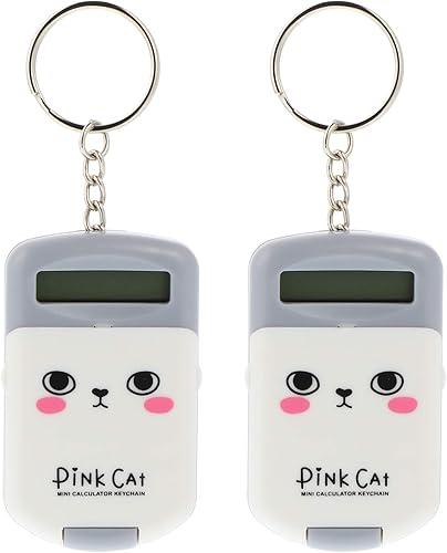 TOYANDONA 2 mini calculadoras de llavero portátil, calculadora de dibujos animados, calculadora electrónica de bolsillo con llavero para niños,