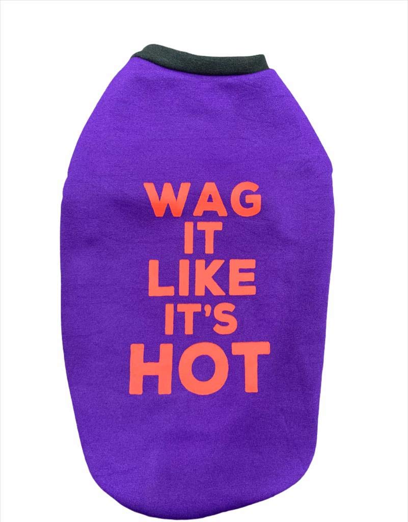 Winter Dog T-Shirt, Wag it Hot, Purple, 22", 200g