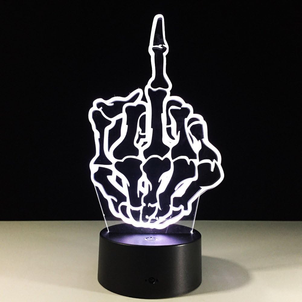 DowBier 3D Illusion Multi Colors USB Sleeping Night Light Desk Lamp Room Decoration (Middle Finger)