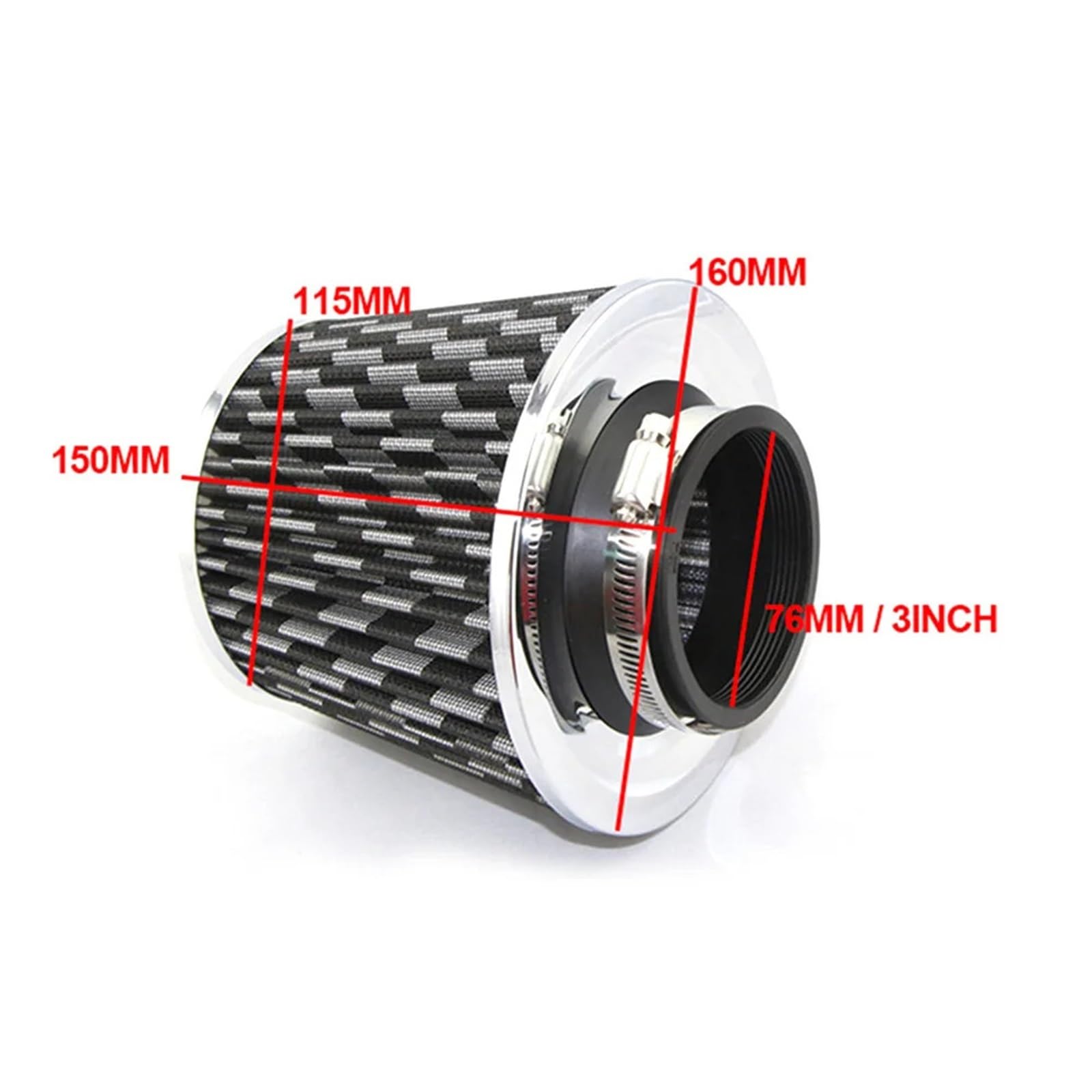 Turbo de admisión Entrada de aire frío Universal para coche de 76mm, Kit de tubo de inducción Turbo con filtro de aire, entrada de filtro de aire de alto flujo aire de inducción