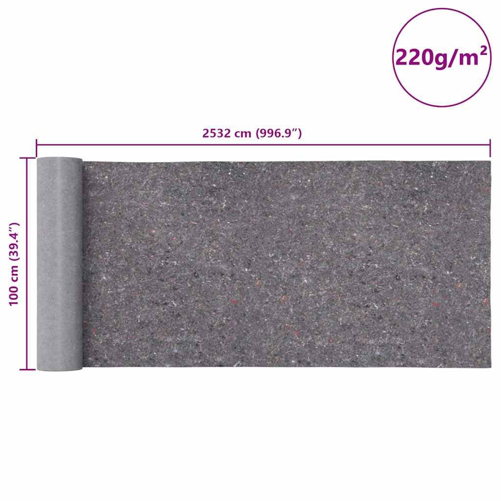 Antypoślizgowa włóknina malarska 25 m² 220 g/m² szara z wodoodporną powłoką z folii PE, mata ochronna na podłogę i folia ochronna do parkietu, laminatu, płytek, dywanu