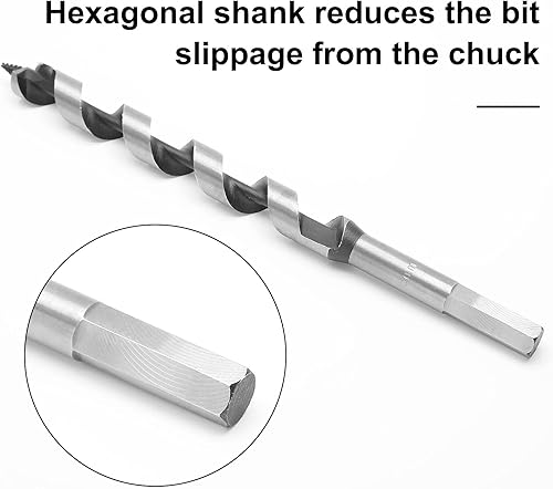 Miniatura 34 de 2 brocas de madera para carpintero, vástago hexagonal, punta de brad, combinación larga, broca de carpintero de madera, 0.39 pulgadas de diámetro