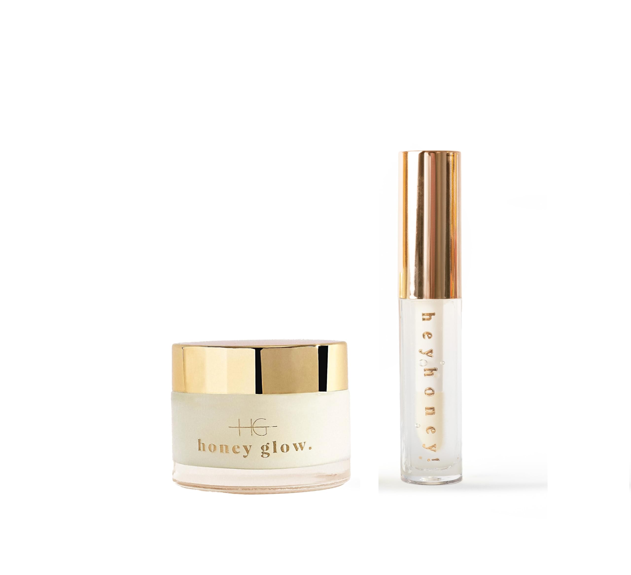 Glow & Shine Duo HeyHoney Lippen serum powiększające i odżywcze z kwasem hialuronowym i olejkami roślinnymi (10 ml) + HoneyGlow Ultimate Nawilżający krem do twarzy z SPF15 (50 ml)