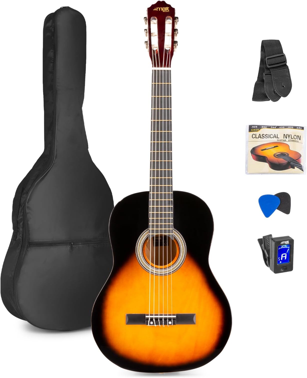 Guitare Classique Enfant 1/4 - Pour 4-6 Ans, Cordes Nylon, Couleur Rose | Kit Complet Avec Sac, Sangle, Accordeur, Médiators