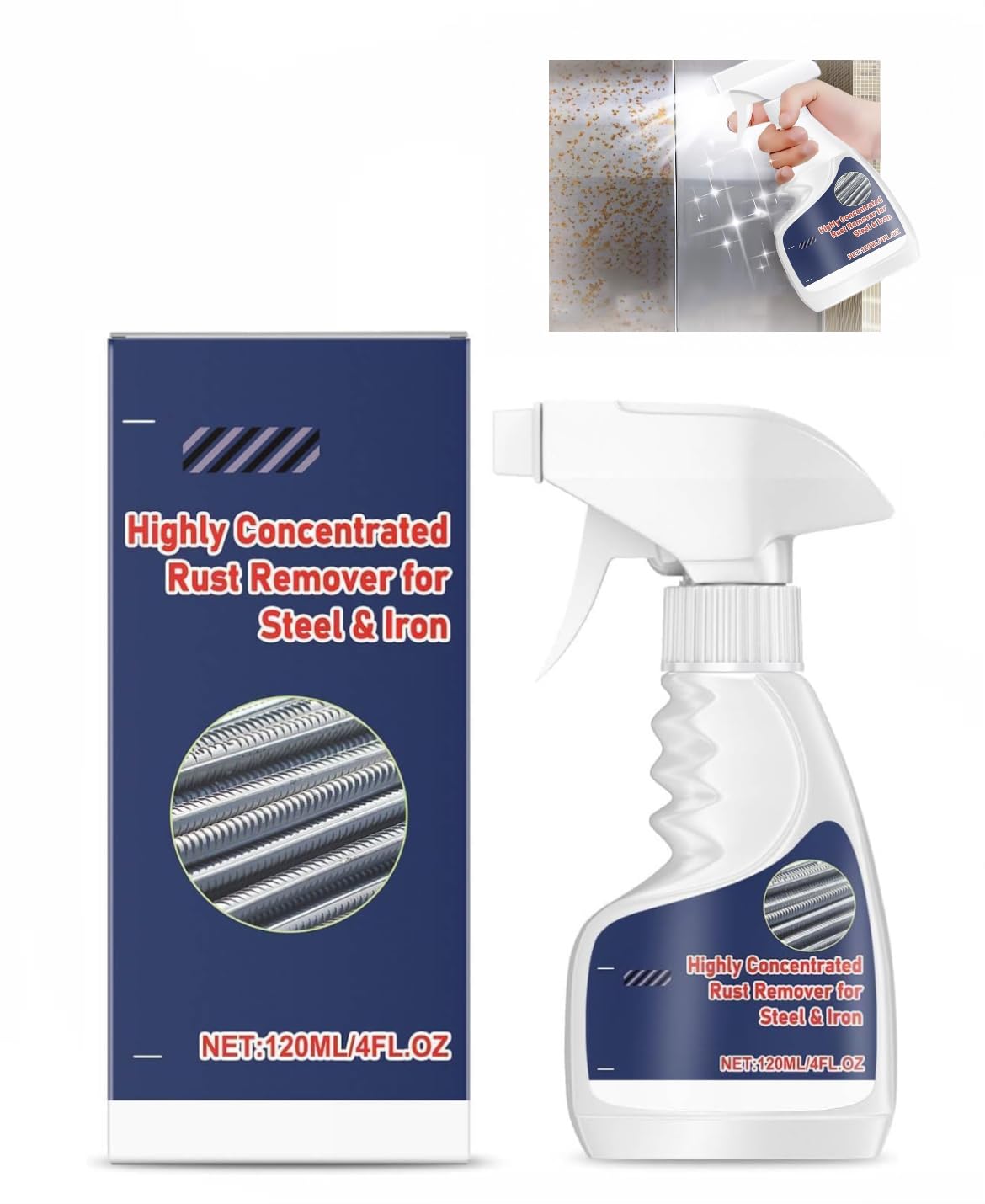 Heavy-duty Metal Rust Remover, Multipel Powerful Rust Remover from Metal Surfaces, Effectively Removes Rust From Metal Surfaces for Metal, Car, Steel(1PCS)