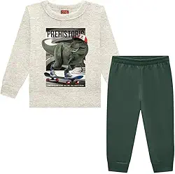 Infantil Menino, Conjunto Moletom Flanelado, Blusa e Calça, Tamanhos 2 ao 3 Anos, 100% Algodão