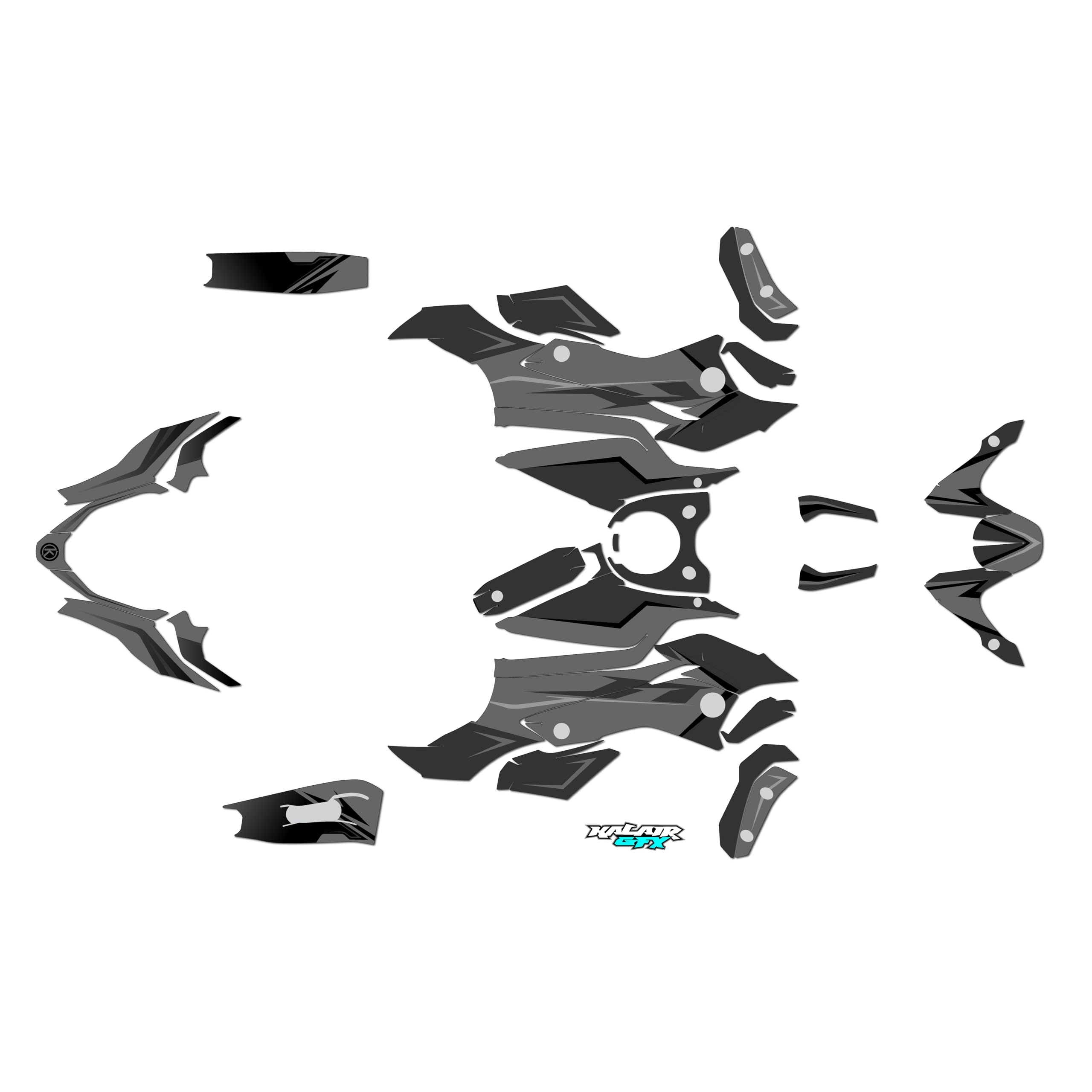 Kalair GFXGraphics Kit for Yamaha FZ-07 MT-07 (2015-2017) RAZOR Series Smoke 09 Mil - Dirt Pit Bike Racing Motorcycle Stickers Plastic Free Motocross Accessories