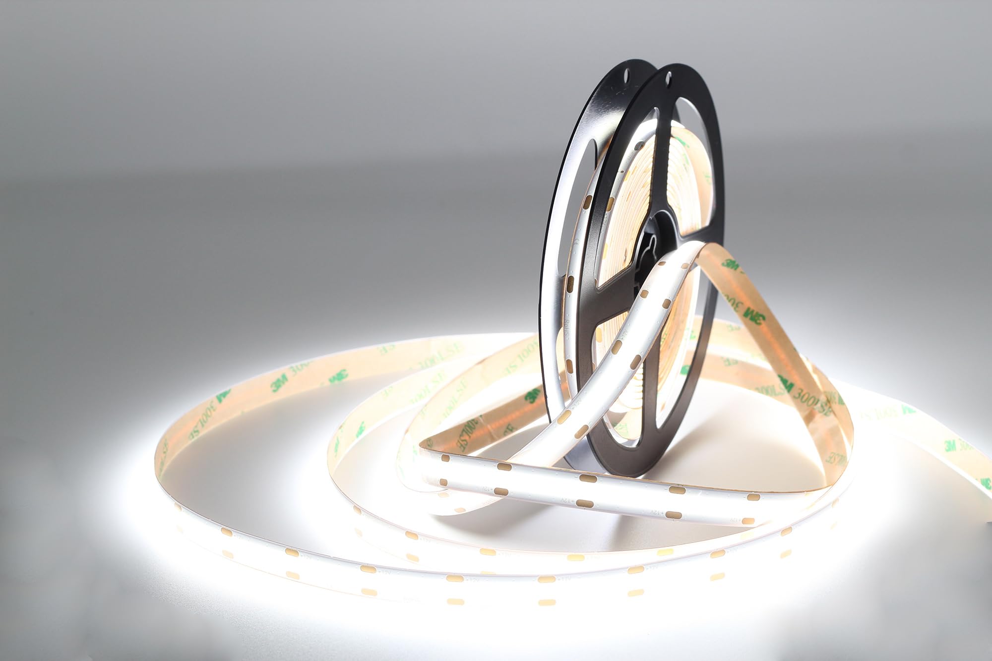 Kalb LED COB CCT Strip Rollo de 12V 5m, Rollo de 320 LEDs/m, 10W/m, Flexible, autoadhesiva, iluminación sin costuras, 3500K-6000K, tecnología COB, para iluminación de muebles y habitaciones, tiras LED