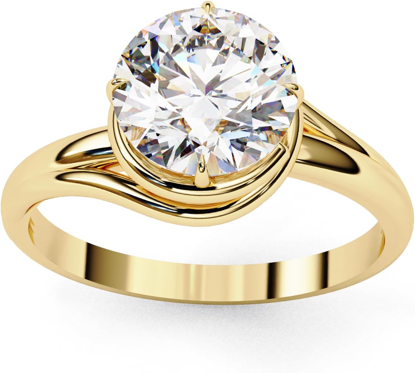 IGI Certified Round Cut Lab Grown Diamond Engagement Ring with Prong Setting in 14K,White, Yellow or Rose Gold – 2 to 10 Carat TW, E-F Color, VVS-VS Clarity, Sizes 4.5 to 10.5