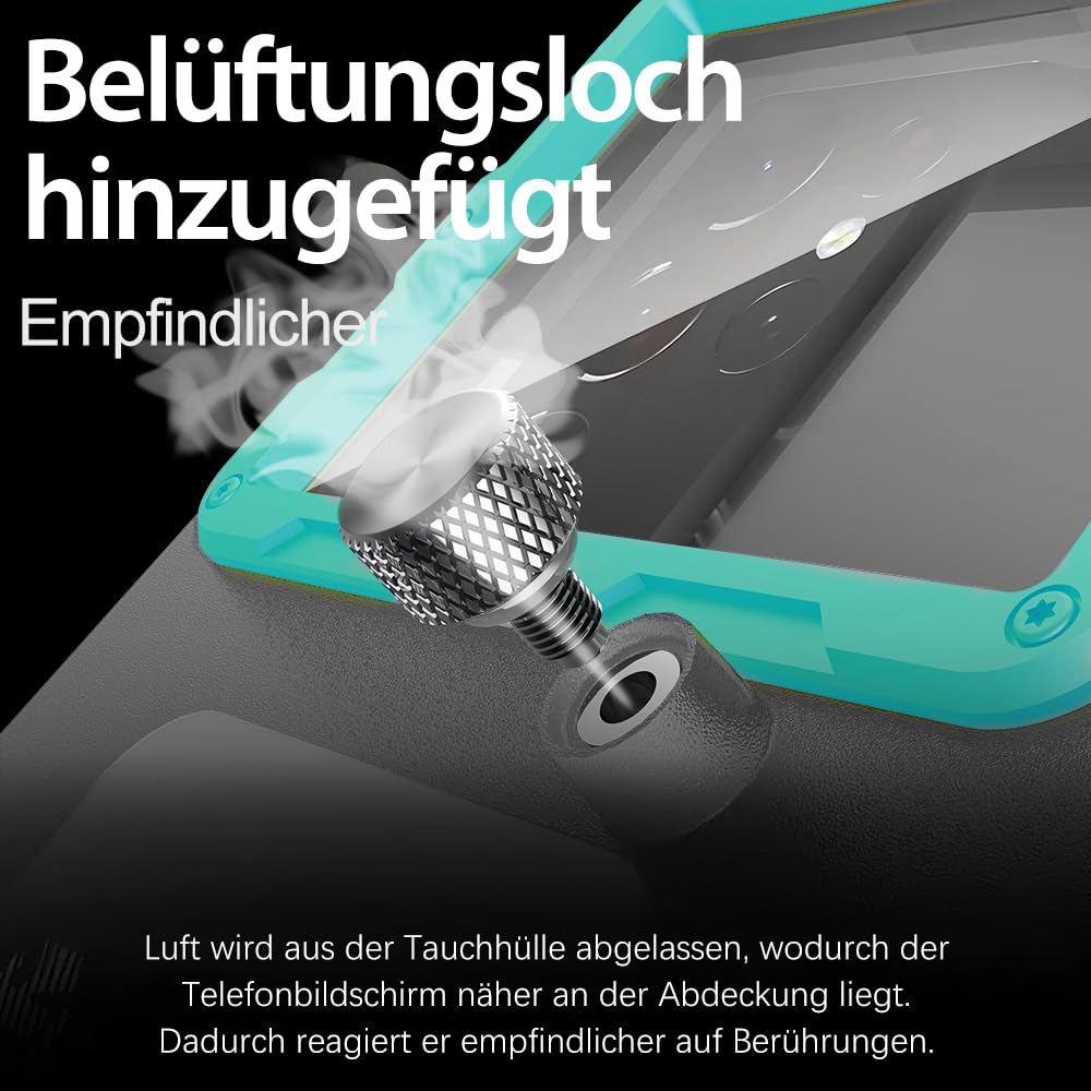 Profesjonalna wodoodporna obudowa IP68 15M - kompatybilna z iPhone, Samsung, Huawei, Xiaomi - do 6,9 cala - do nurkowania, snorkelingu, surfowania i pływania (czarno-niebiesko-zielony)