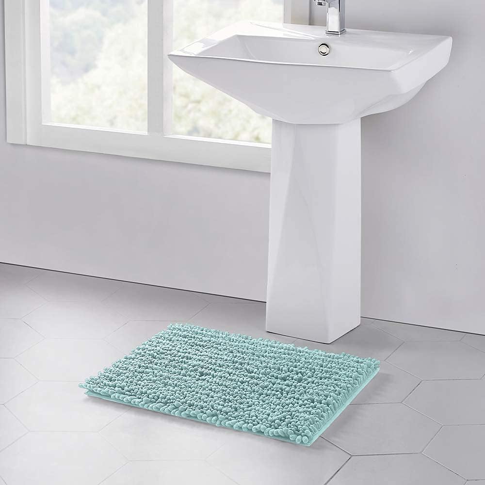 Walensee Bathroom Rug Non Slip Bath Mat Water Absorbent Super Soft Shaggy Chenille Machine Washable Dry Extra Thick Perfect Absorbant Best Small Plush Carpet for Shower Floor