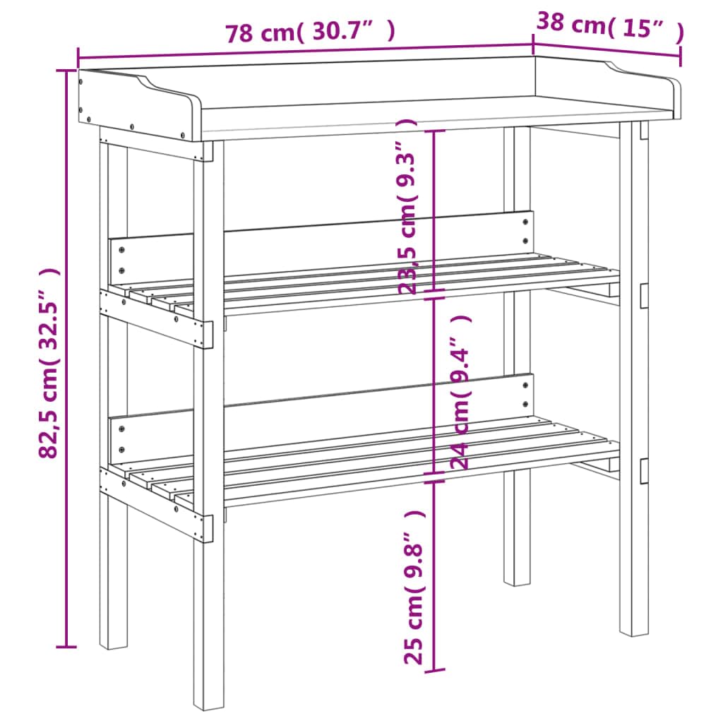 ShGaxin Mesa para Plantas con estantes Madera Maciza Abeto 78x38x82,5cm, Invernaderos Huerto, Banco De Trabajo De Jardinería, Banco De Trabajo para Macetas, Mesa De Jardinería - 156352