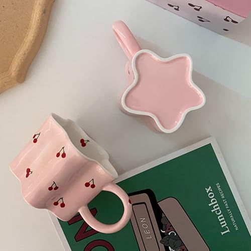 Miniatura 5 de Taza de café de cerámica con forma de flor rosa para mujer, taza de agua de 11.8 fl oz12 oz, regalo lindo de la vendimia