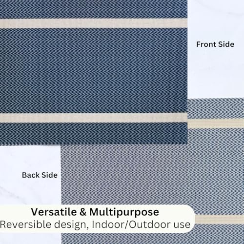 Image of Livmodern Premium PVC Dining Table Mats for 4 Seater| Woven PVC Placemats | Mild Heat Resistant Mats| Wipeable & Washable Set of 4-Midnight Chevron