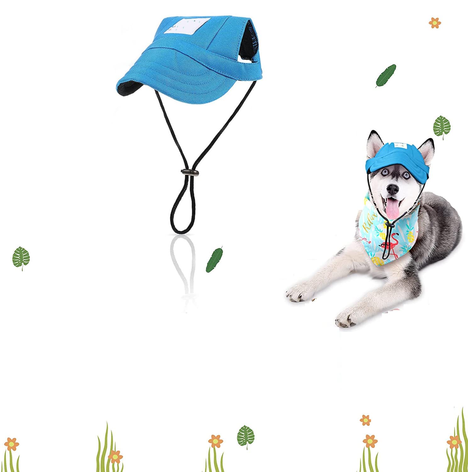 Cappellino Da Baseball Per Cani - Regolabile, Protezione Solare, Fori Per Orecchie, Blu M