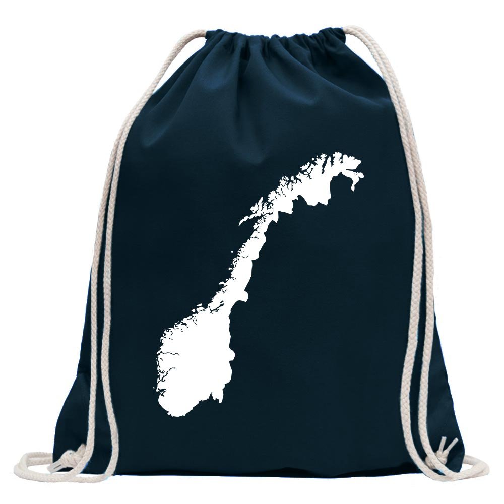 Kiwistar Norwegen Umriss Turnbeutel Aus Baumwolle – 37x46cm, 12 Liter, Mit Ziehgurt, Vielseitig Für Sport, Einkauf & Freizeit