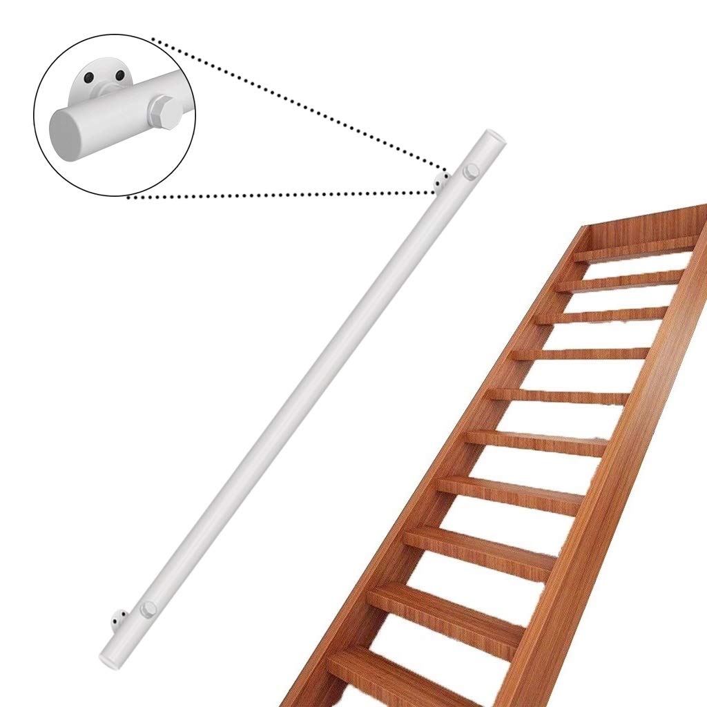 Main courante pour personnes âgées en bois blanc sécurisant les escaliers intérieurs