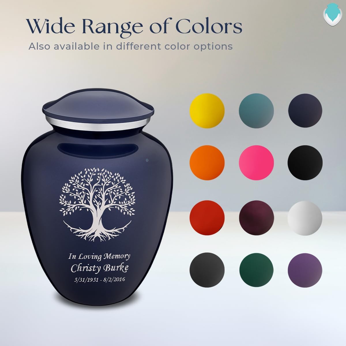 Geturns Embrace Adult Personalized Tree of Life Cremation Urns for Human Ashes I Large Cobalt Blue Funeral Urn for Men and Women I 200 lbs