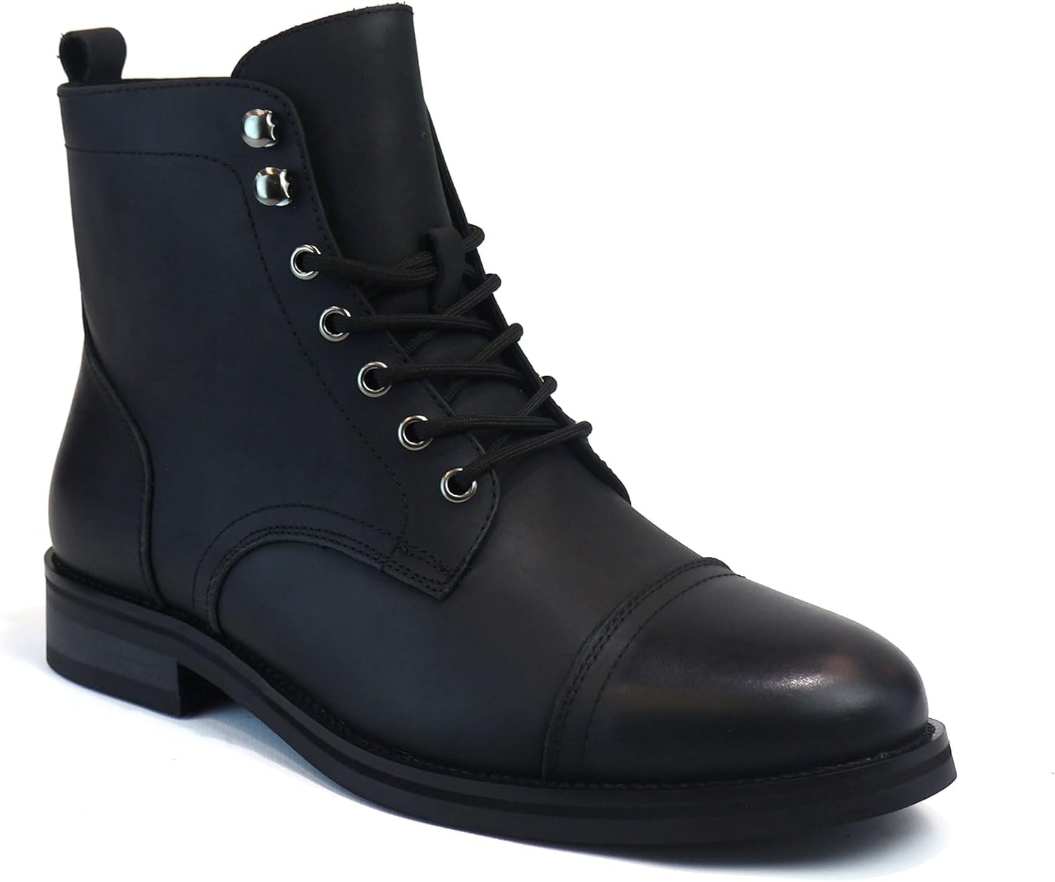 AZARMAN Men's Cap Toe Genuine Leather Boots Ankle Lace-up Fashion
