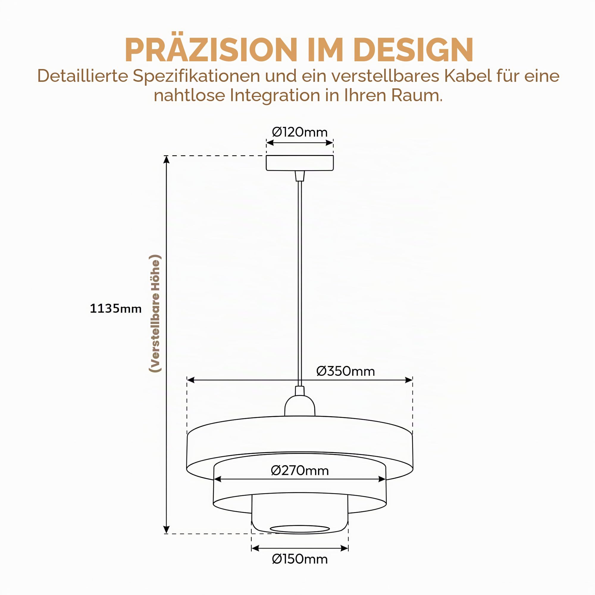 BARCELONA LED Pendelleuchte MACARRON E27 Metall | Bauhaus Minimalistisch,Indirekte Blendfreie Beleuchtung,Klassisch Vintage Modern,Zeitloser Luxus,Wohnzimmer