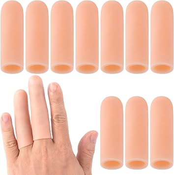 ANCIRS 10pcs غطاء حماية دعم الإصبع قفازات ، جل / أغطية الأصابع ، أطراف أصابع السيليكون لتكسير اليدين ، جلد الأكزيما ، تشذيب الإصبع تخفيف الألم كبير